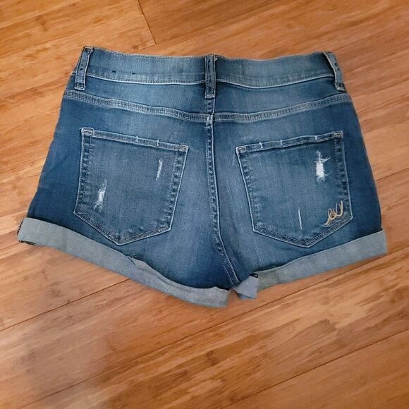 Express Distressed Button Fly High Waist Jeans Shorts Size 4 - Picture 2 of 7